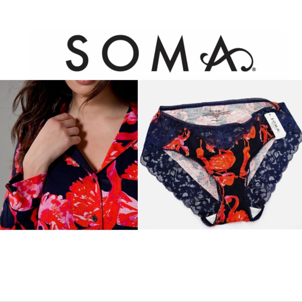 NWT Soma Hipster + COOL NIGHTS Notch Collar Long Sleeve Top Set